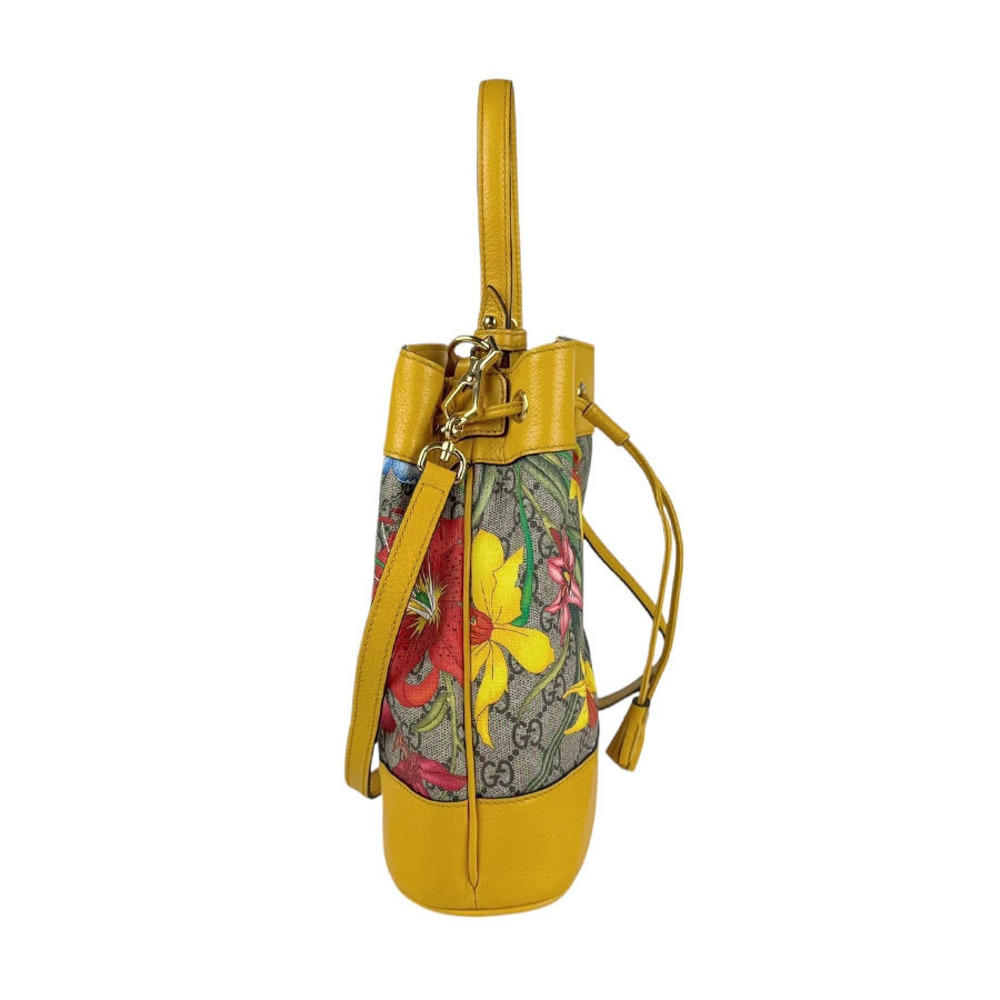 Gucci Flora Supreme GG Canvas Shoulder Yellow Brown Flower Bag